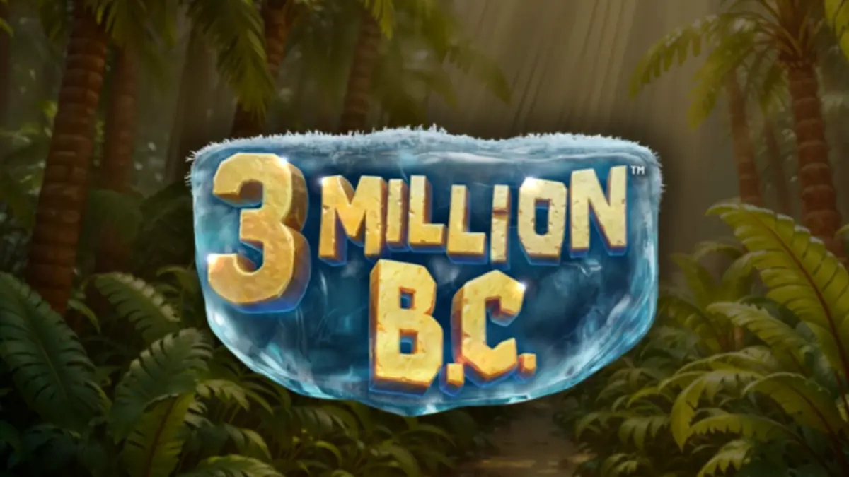 Cenário pré-histórico do slot 3 Million B.C. com elementos da Idade da Pedra